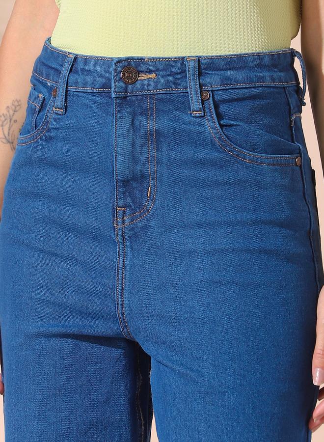 Dennis Lingo Women's Indigo 100% Cotton Solid Pattern Full Length Straight Fit Jeans  - Image 3
