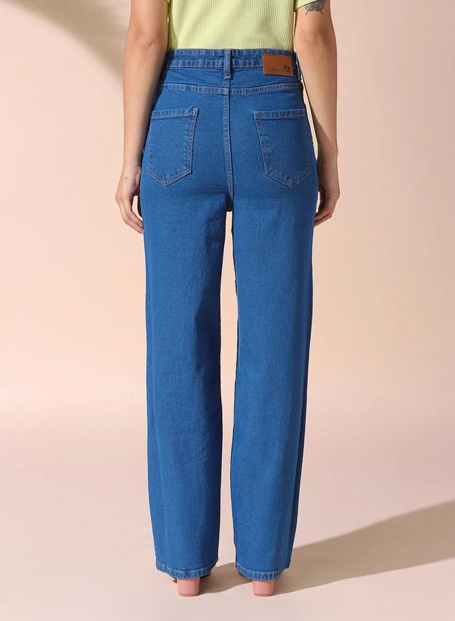 Dennis Lingo Women's Indigo 100% Cotton Solid Pattern Full Length Straight Fit Jeans