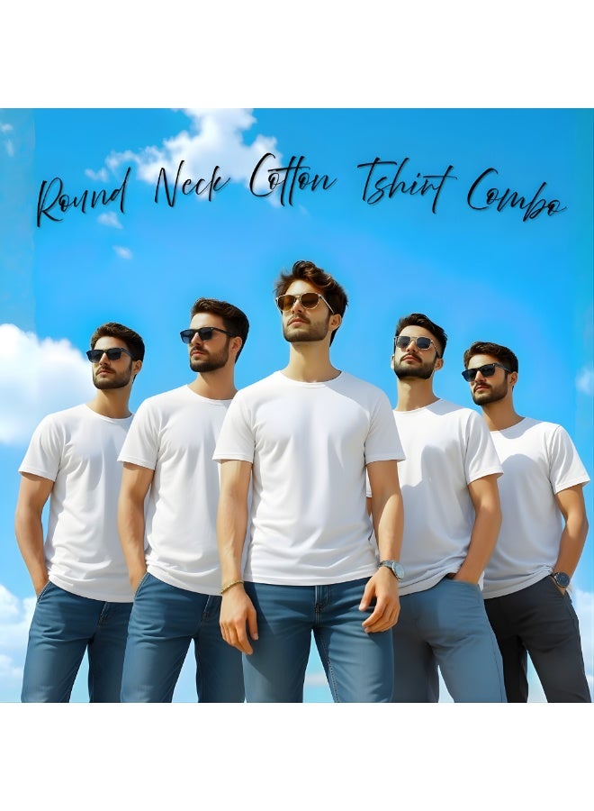 برينت شوب فور مي مجموعة مكونة من 5 تي شيرتات للرجال - تي شيرت برقبة دائرية وأكمام قصيرة - عبوة من 5 تي شيرتات برقبة دائرية - Image 4