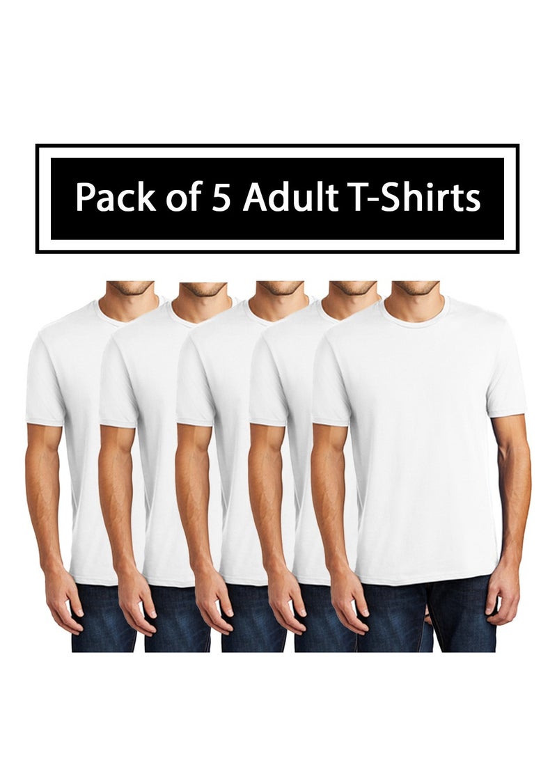 PRINTSHOP4ME Pack of 5 Adult T-Shirts for Men's - Round Neck Short Sleeve Tshirt - 5-Pack Crew Neck Tshirt  - Image 2