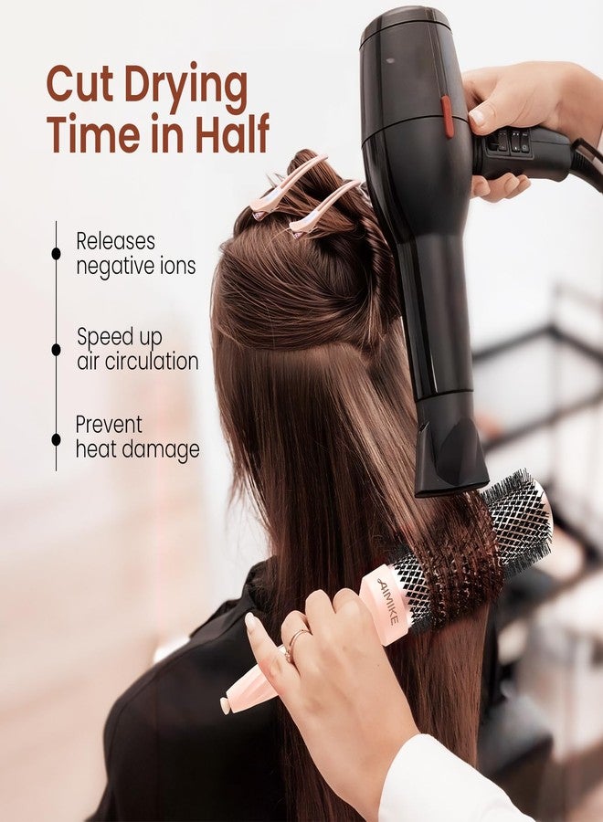 AIMIKE Round Brush for Blow out, Rose Luxe Extra-Long Round Hair Brush Ionic & Nano Thermal Ceramic Tech, for Blow Drying & Styling Volumizing Thick Long Hair, with 4 Clips (Barrel 1.7", Bristle 2.5") - Image 5