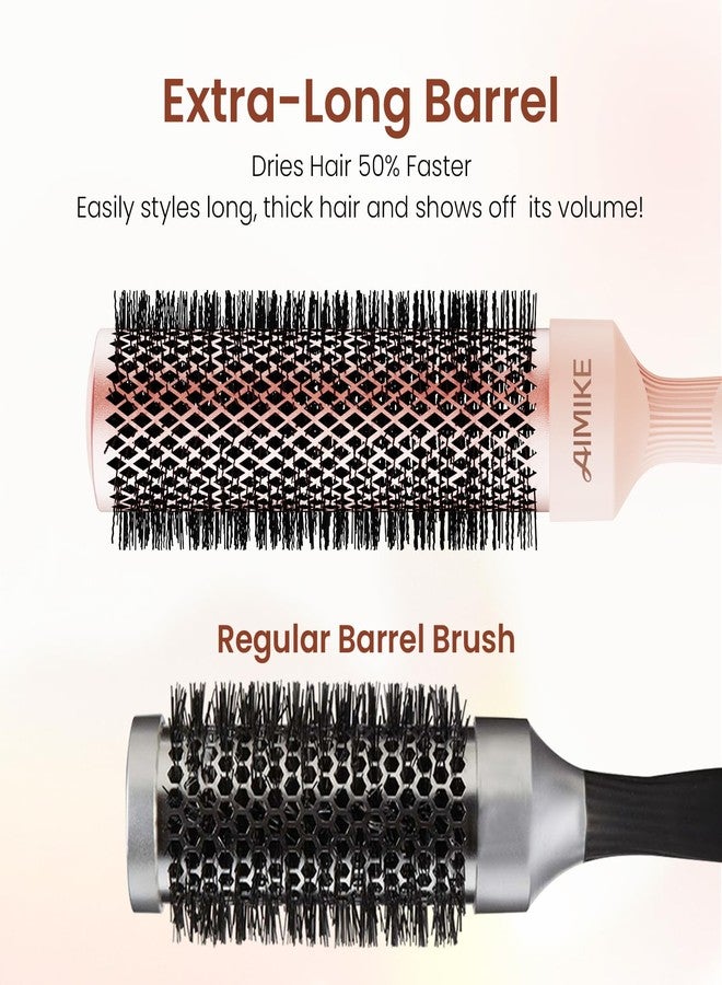 AIMIKE Round Brush for Blow out, Rose Luxe Extra-Long Round Hair Brush Ionic & Nano Thermal Ceramic Tech, for Blow Drying & Styling Volumizing Thick Long Hair, with 4 Clips (Barrel 1.7", Bristle 2.5") - Image 2