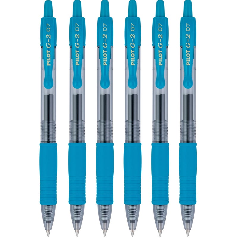 Pilot G2 Premium Refillable & Retractable Rolling Ball Gel Pens, 0.7mm Fine Point, Teal, 6-Pack - Image 1