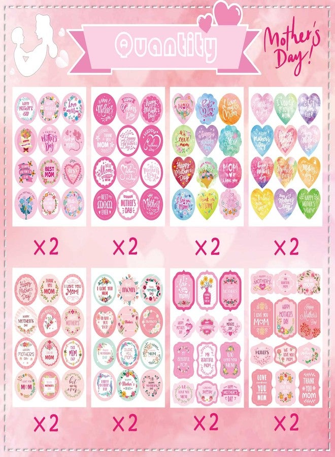 DUJAA 192PCS Mothers Day Stickers for Kids Happy Mother's Day Labels Stickers Floral Envelope Card Decorations Boxes Party Favor - Image 2