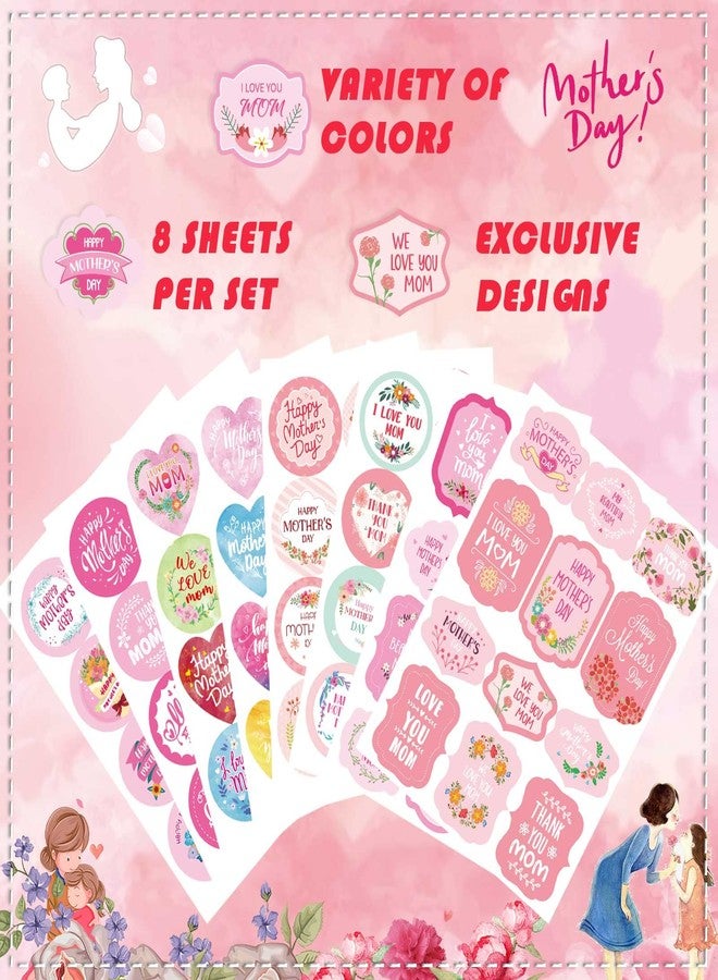 DUJAA 192PCS Mothers Day Stickers for Kids Happy Mother's Day Labels Stickers Floral Envelope Card Decorations Boxes Party Favor - Image 4