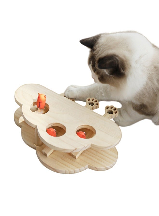 A.M Wooden Whack-a-mole Interactive Cat Toy for Indoor Cats Interactive Pet Toy Box Cat Puzzle Toy for All Ages Cats for Indoor Play Exercise - Image 1