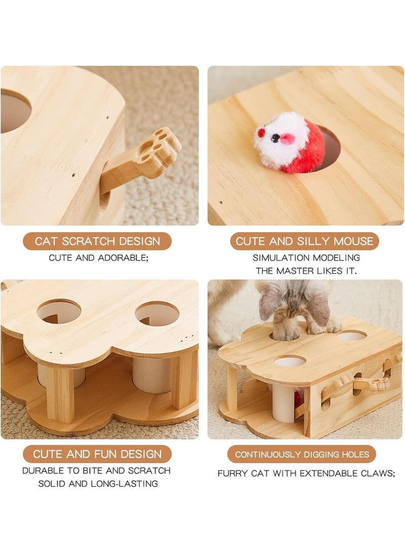 A.M Wooden Whack-a-mole Interactive Cat Toy for Indoor Cats Interactive Pet Toy Box Cat Puzzle Toy for All Ages Cats for Indoor Play Exercise - Image 2