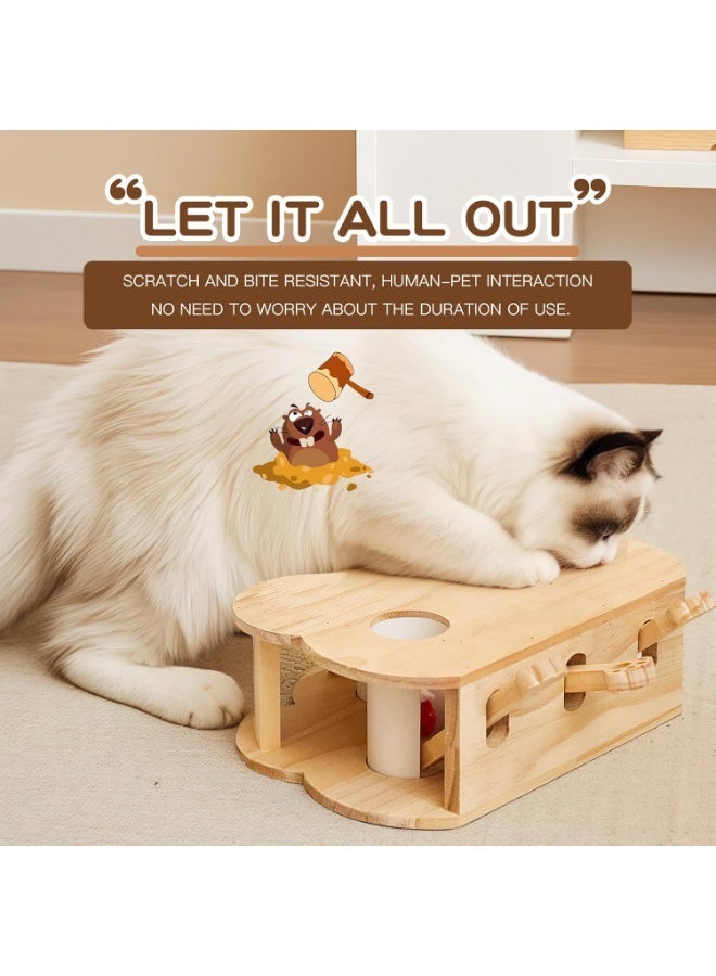 A.M Wooden Whack-a-mole Interactive Cat Toy for Indoor Cats Interactive Pet Toy Box Cat Puzzle Toy for All Ages Cats for Indoor Play Exercise - Image 3