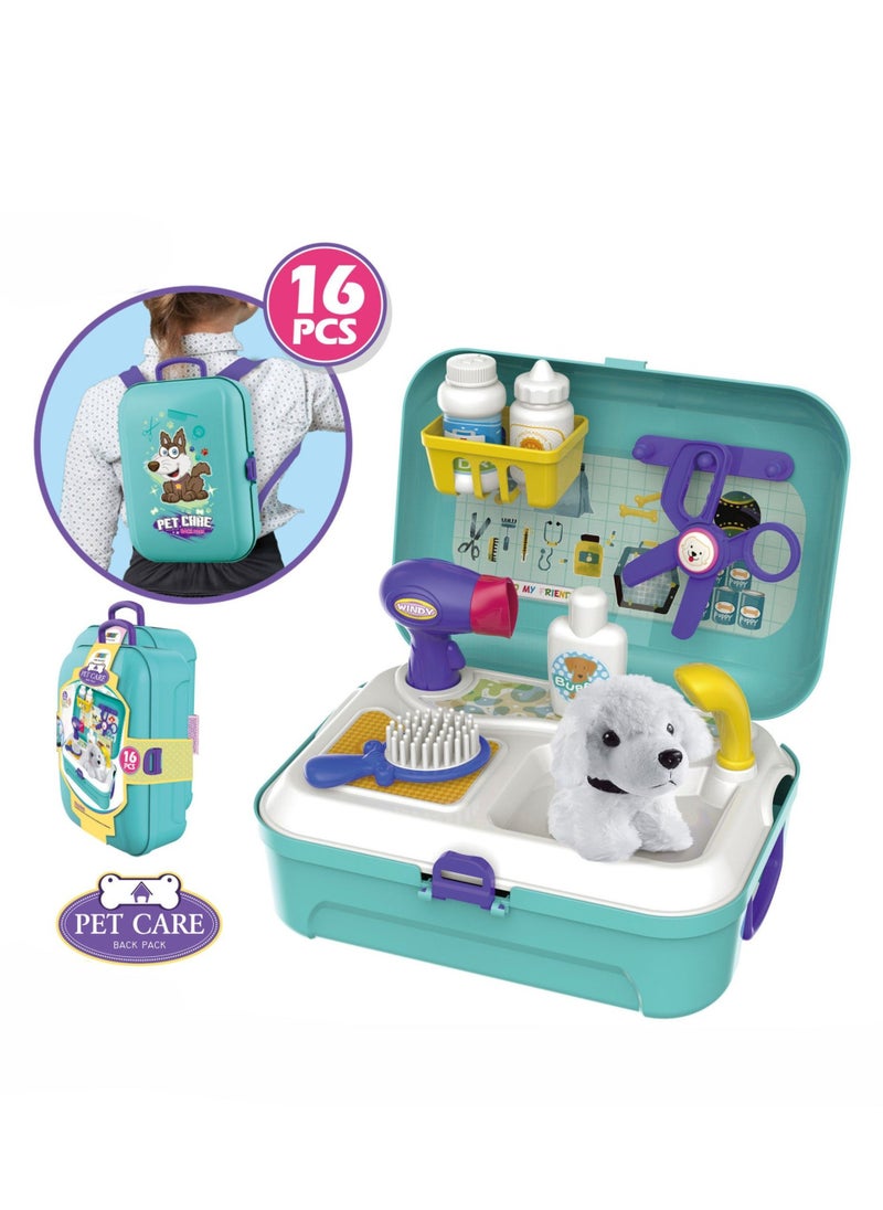 RedMapleTEK Children's simulated kitchen, cooking utensils, cosmetics, doctor's tool set, family backpack box, toys