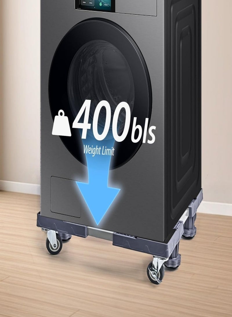 قاعدة متحركة صغيرة لثلاجة عالية التحمل ب4 عجلات قابلة للقفل، قابلة للتعديل من 16 إلى 25 بوصة - منقل أثاث متحرك لغسالة، مجفف، ثلاجة، قاعدة غسيل - Image 4