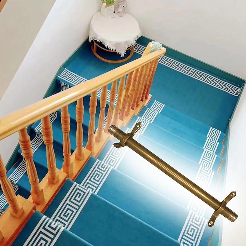 Carpet Runner Stair Rod Attachment Brackets, Brass Gallery Rails for Shelves, 40'' 33 25 35 28 48 30 Inch Stair Carpet Runner Holder Clips Solid Cast Brass, Custom Size (13pcs 66cm(26in)) - Image 1