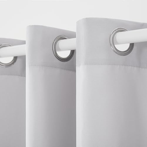 TOWN & COUNTRY BASICS Cabana Solid Heavyweight Indoor Outdoor Curtains, Light Filtering Opacity with Grommet Top, Water Repellent, 2-Pack Set, 54"x120", Cloud Grey - Image 2