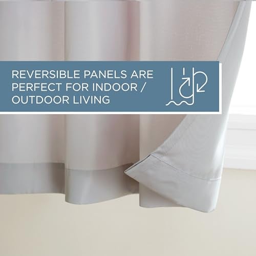 TOWN & COUNTRY BASICS Cabana Solid Heavyweight Indoor Outdoor Curtains, Light Filtering Opacity with Grommet Top, Water Repellent, 2-Pack Set, 54"x120", Cloud Grey - Image 5