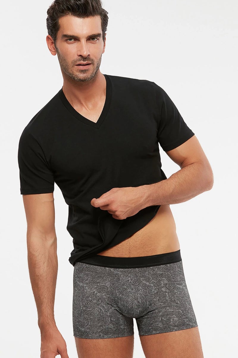 KOM Antonio V Neck Cotton Men's T-Shirt - Black  - Image 1