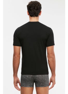 KOM Antonio V Neck Cotton Men's T-Shirt - Black  - Image 2
