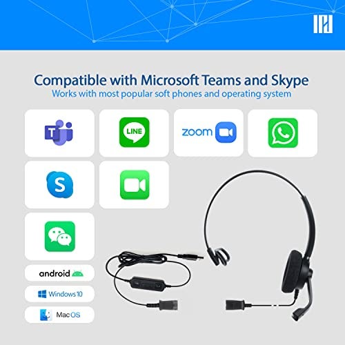 IPD IPH-160 USB Headset with Noise Cancelling Microphone for Office and Call cengter- Compatible with Skype, Microsoft Teams, Cisco Jabber, Avaya One-X and Other Soft Phones - Image 2