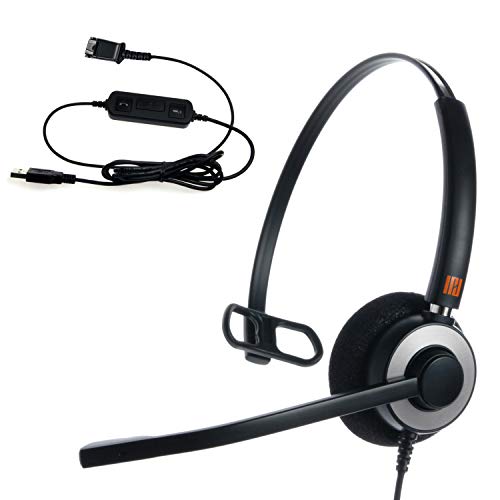 IPD IPH-160 USB Headset with Noise Cancelling Microphone for Office and Call cengter- Compatible with Skype, Microsoft Teams, Cisco Jabber, Avaya One-X and Other Soft Phones - Image 1