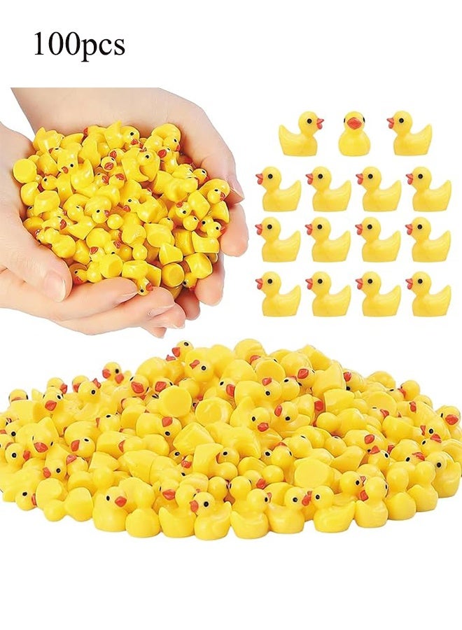 YJ 100 Pcs Mini Resin Ducks, Tiny Ducks Set for Potted Miniature Decoration, Garden Aquarium Potted, Garden Dollhouse, Cake Decoration, DIY Slime Kit, Craft Charms Party Toys - Image 1