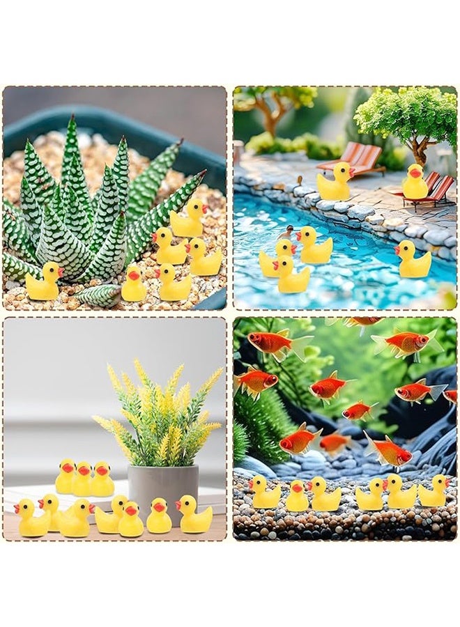 YJ 100 Pcs Mini Resin Ducks, Tiny Ducks Set for Potted Miniature Decoration, Garden Aquarium Potted, Garden Dollhouse, Cake Decoration, DIY Slime Kit, Craft Charms Party Toys - Image 3