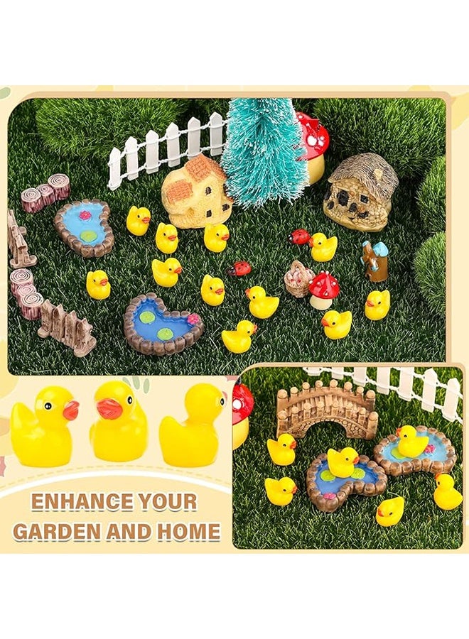YJ 100 Pcs Mini Resin Ducks, Tiny Ducks Set for Potted Miniature Decoration, Garden Aquarium Potted, Garden Dollhouse, Cake Decoration, DIY Slime Kit, Craft Charms Party Toys - Image 4