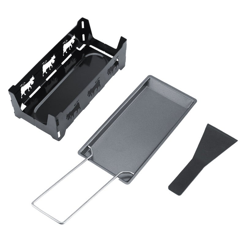 Mini Raclette Set: 1-Piece Premium Carbon Steel Non-Stick Cheese Melter - High Temperature Resistant Foldable Handle Portable Cheese Raclette for Home Camping Tabletop Use - Image 1