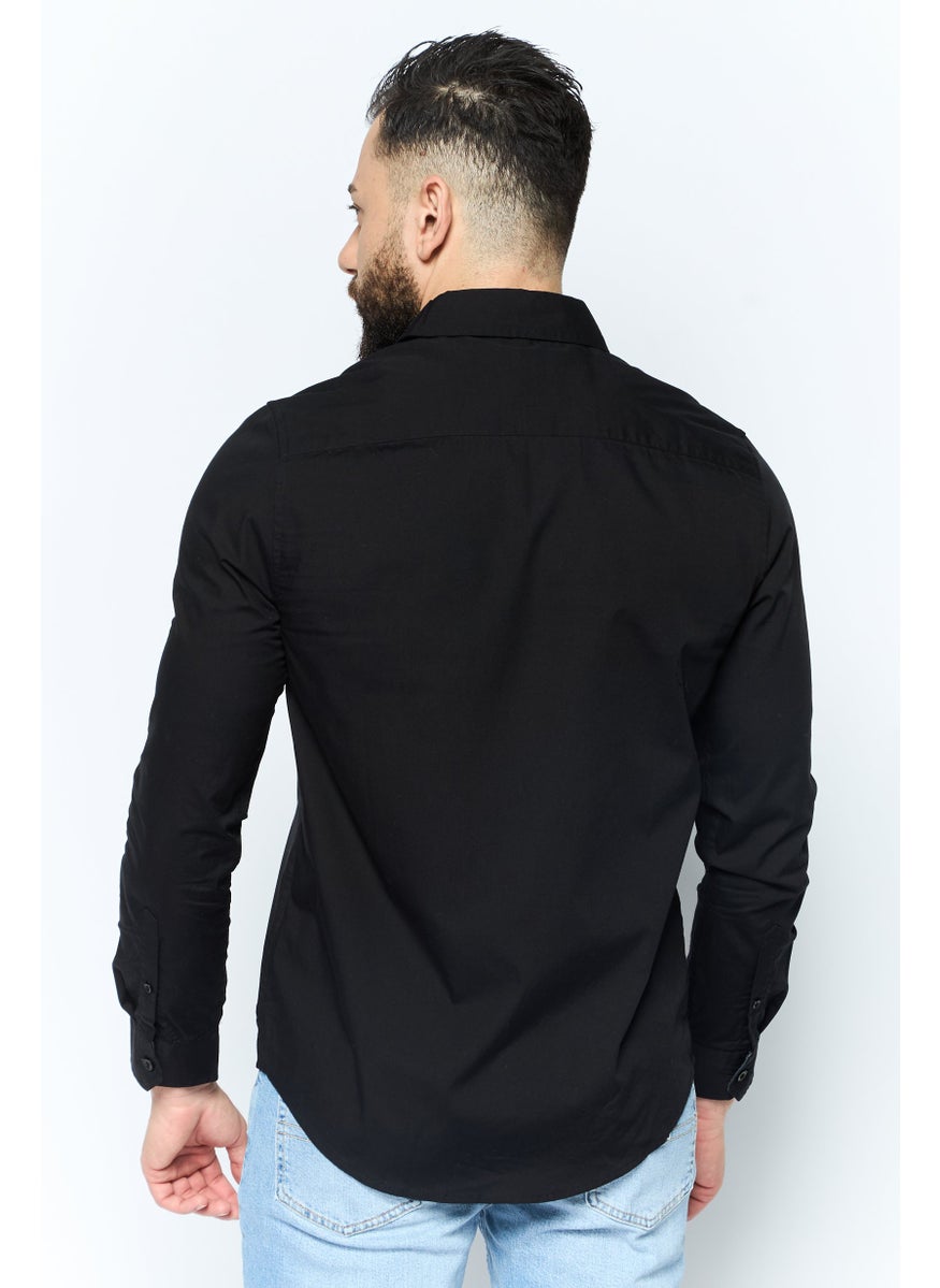 English Laundry - Men Regular Fit Chest Pocket Long Sleeve Casual Shirts, Black - Image 1