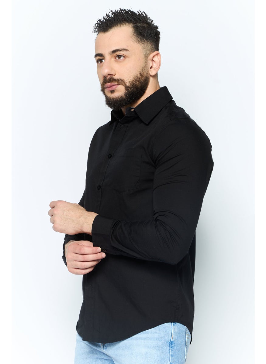 English Laundry - Men Regular Fit Chest Pocket Long Sleeve Casual Shirts, Black - Image 1