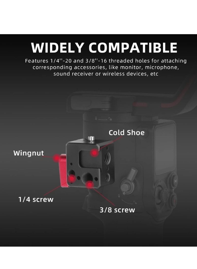 Generic - Mounting Plate CNC Extension Mount Holder 1/4" Screw Hole 3/8" Thread Cold Shoe Positioning Block for Dji Ronin RS3/RS3 PRO/RS2/RSC2 Handheld Stabilizer - Image 1