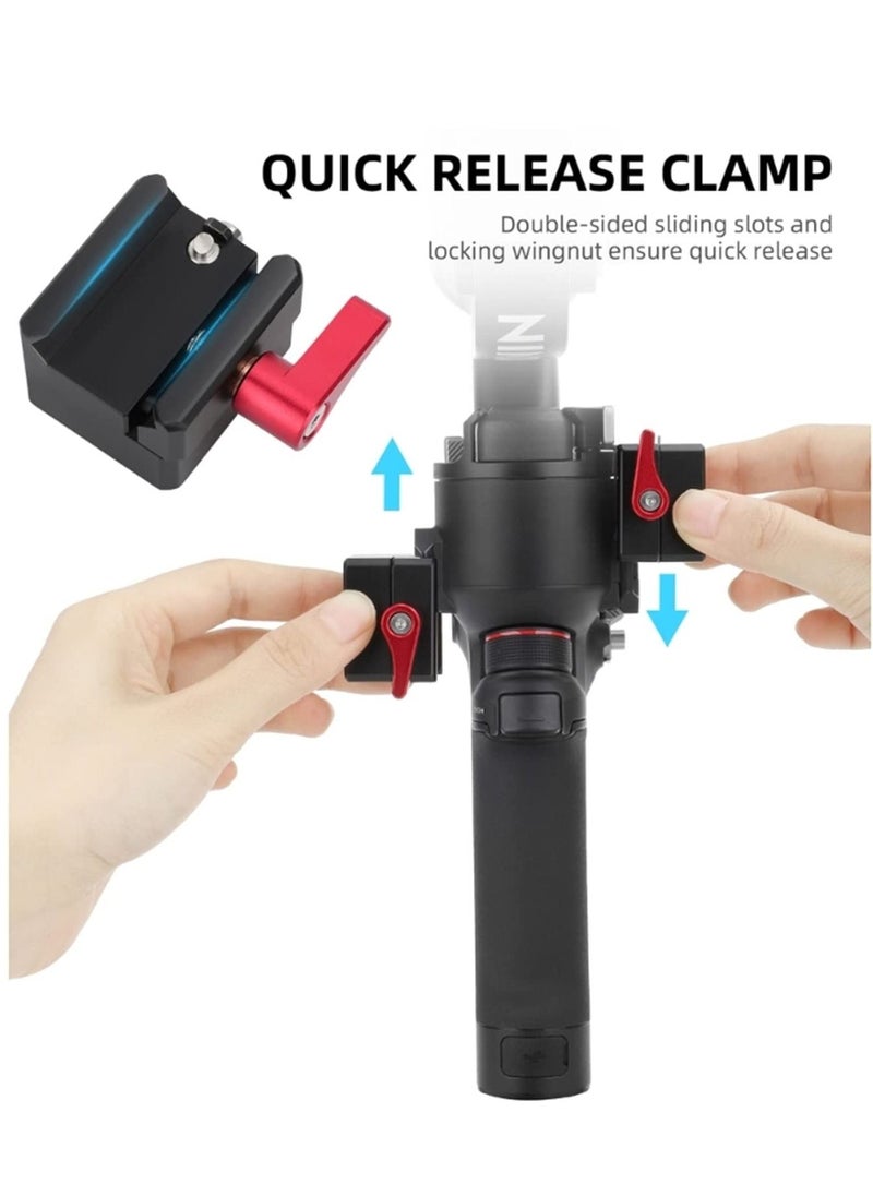 Generic - Mounting Plate CNC Extension Mount Holder 1/4" Screw Hole 3/8" Thread Cold Shoe Positioning Block for Dji Ronin RS3/RS3 PRO/RS2/RSC2 Handheld Stabilizer - Image 1