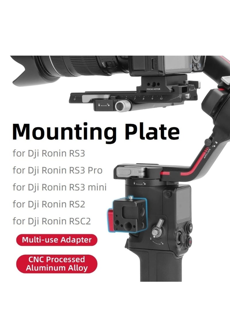Generic - Mounting Plate CNC Extension Mount Holder 1/4" Screw Hole 3/8" Thread Cold Shoe Positioning Block for Dji Ronin RS3/RS3 PRO/RS2/RSC2 Handheld Stabilizer - Image 1