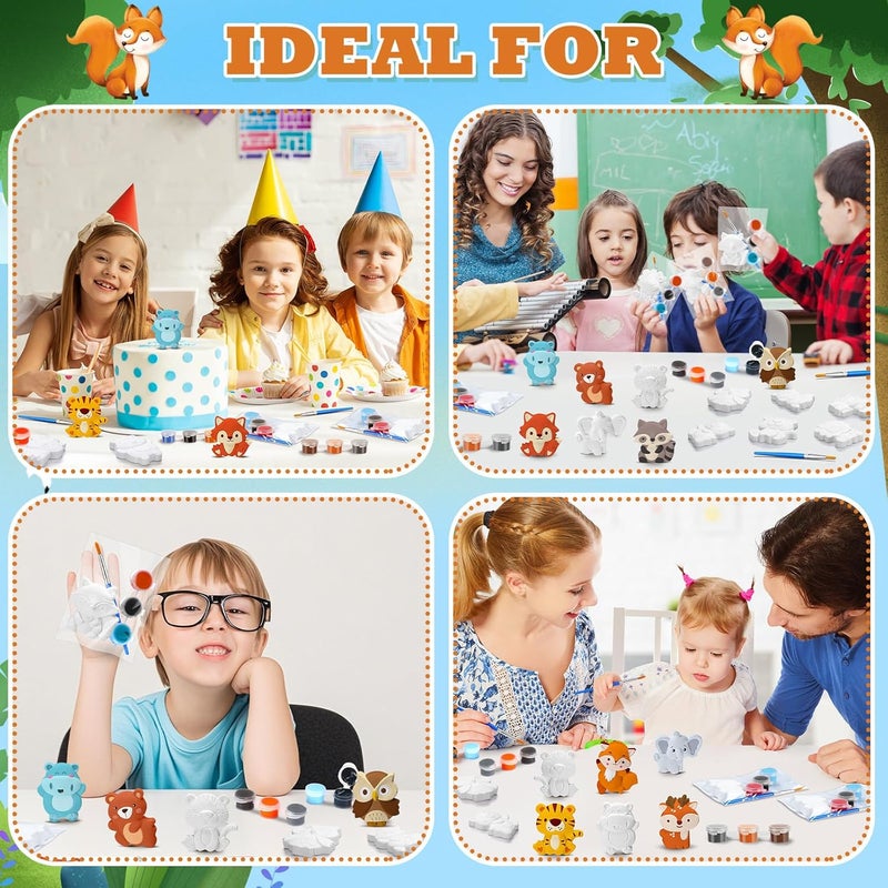 Simgoing 20 Set Jungle Animals Ceramic Painting Kit DIY Ceramic to Paint Your Own Safari Animal Figurines Unpainted Plaster Arts and Craft for Adults Holiday Birthday Party Favors - Image 5
