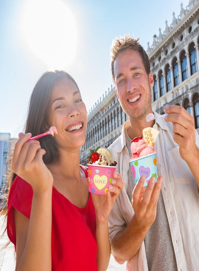 HOWAF 24pcs Valentine's Day Conversation Hearts Party Supplies Ice Cream Bowls,Candy Heart Disposable Treat Snack Cups for Sundae Hot or Cold Food Paper Party Cup 8 oz Paper Dessert Bowls - Image 4