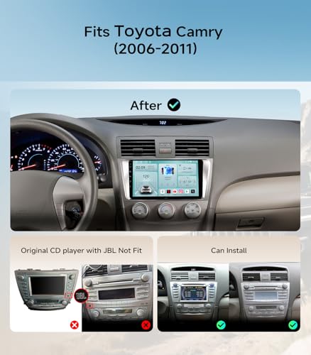 AINAVIGO 9 Car Stereo Radio for Toyota Camry 20062011 Wireless CarPlay Android Auto 5G WiFi GPS Navigation IPS HD Touchscreen BluetoothFMSWC Plug Play with 1080P Backup Camera - Image 3