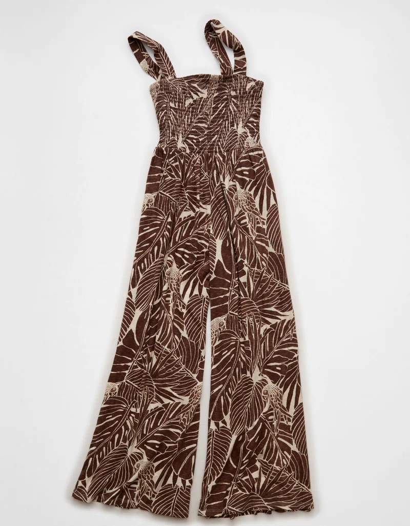 American Eagle AE Sunchaser Knit Smocked Jumpsuit