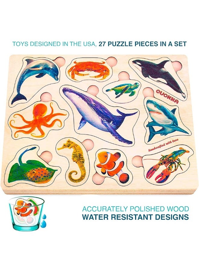 QUOKKA Wooden Puzzles for Toddlers 1-3 â€“ 3xSET Toddler Puzzles AES 2-4 â€“ Montessori Animal Toy Puzzles for Toddlers 3-5 Year Old â€“ Wood Toy Learning Realistic Animals for Boy and Girl - Image 3