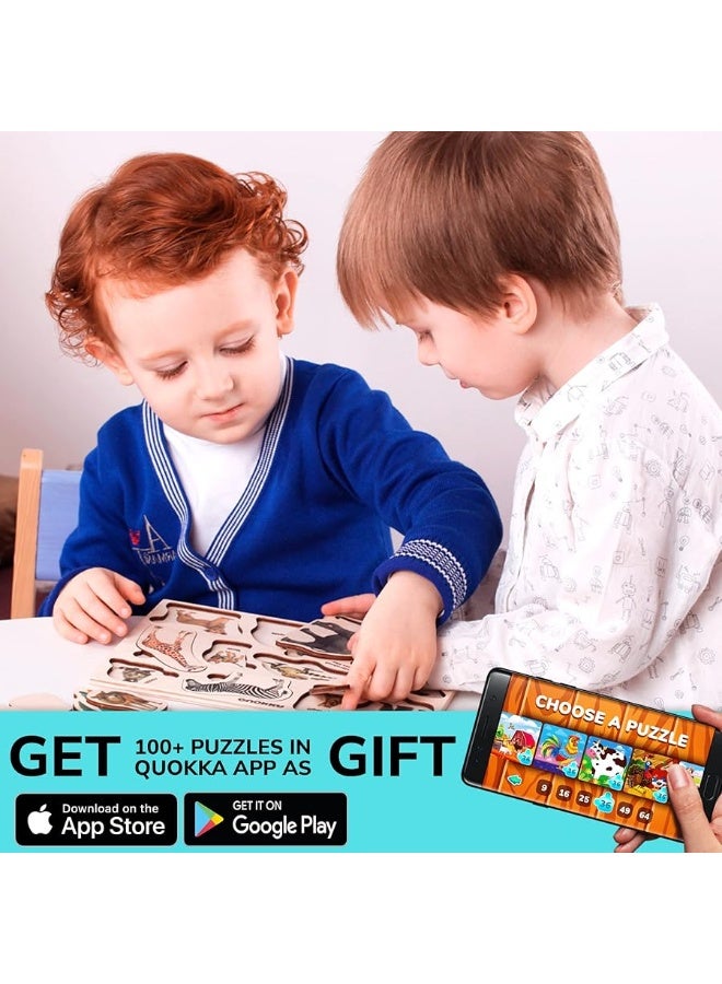 QUOKKA Wooden Puzzles for Toddlers 1-3 â€“ 3xSET Toddler Puzzles AES 2-4 â€“ Montessori Animal Toy Puzzles for Toddlers 3-5 Year Old â€“ Wood Toy Learning Realistic Animals for Boy and Girl - Image 5