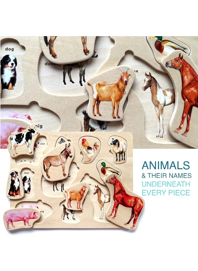 QUOKKA Wooden Puzzles for Toddlers 1-3 â€“ 3xSET Toddler Puzzles AES 2-4 â€“ Montessori Animal Toy Puzzles for Toddlers 3-5 Year Old â€“ Wood Toy Learning Realistic Animals for Boy and Girl - Image 2