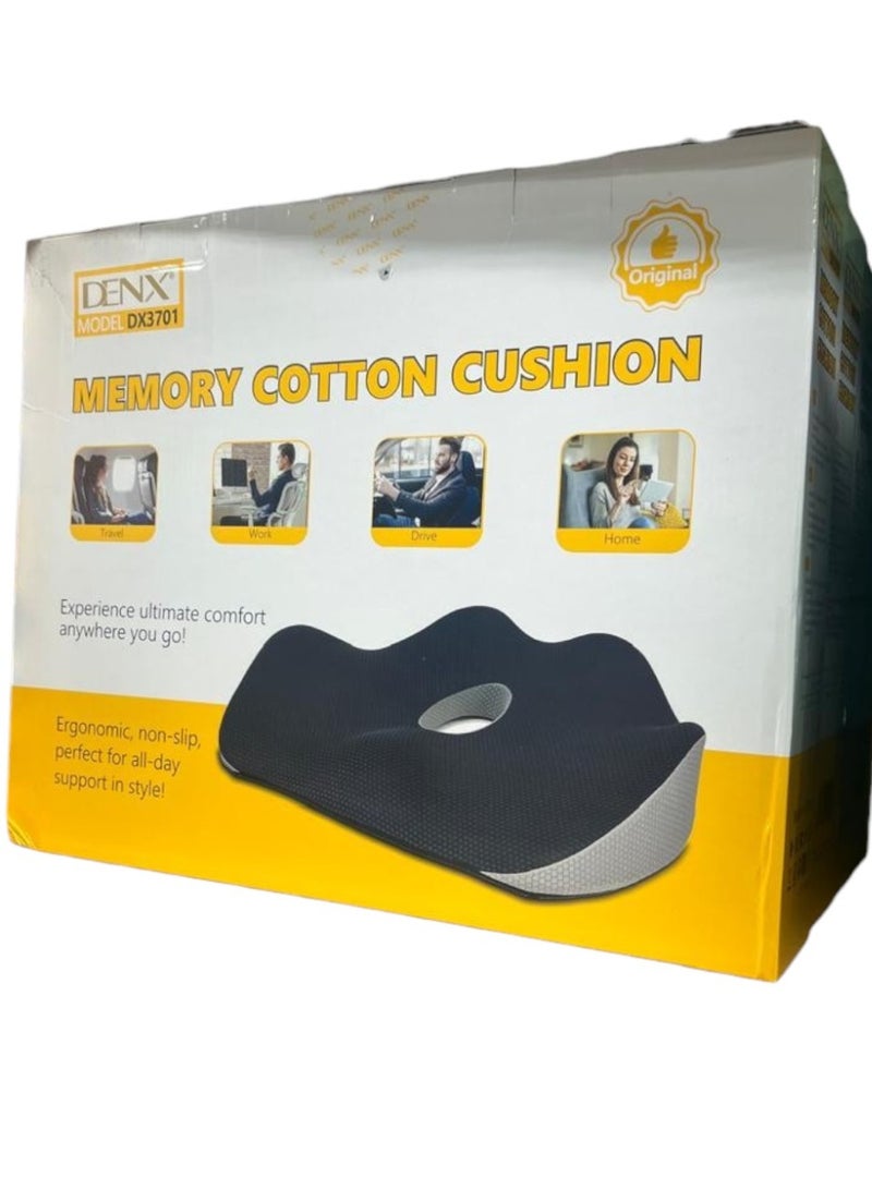 Denx Orthopedic Memory Foam Coccyx Seat Cushion for Office & Home Chair Ergonomic Design for Tailbone Gel Seat Cushion Lower Back and Hip Pain Relief Comfortable Mesh Cover Black and Grey Pack of 1 - Image 4