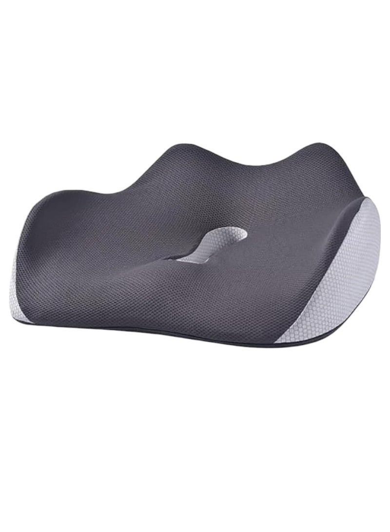 Denx Orthopedic Memory Foam Coccyx Seat Cushion for Office & Home Chair Ergonomic Design for Tailbone Gel Seat Cushion Lower Back and Hip Pain Relief Comfortable Mesh Cover Black and Grey Pack of 1 - Image 1