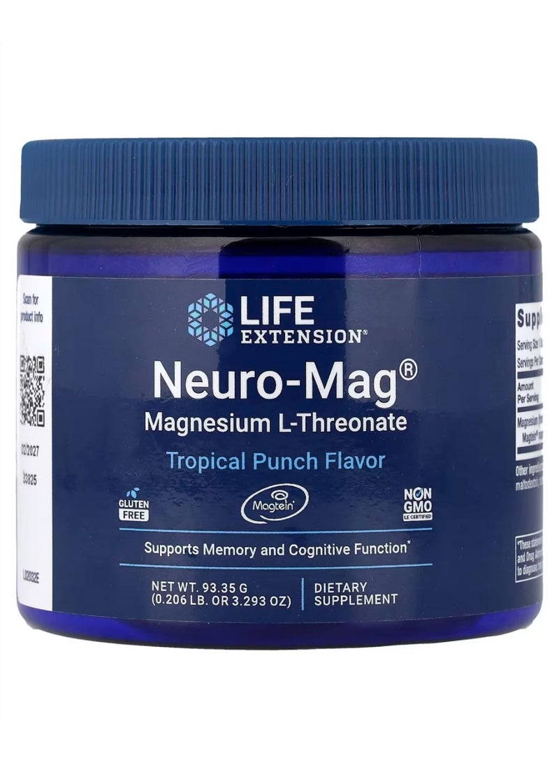 Life Extension Neuro-Mag Magnesium L-Threonate Tropical Punch 3.293 oz (93.35 g) - Image 1