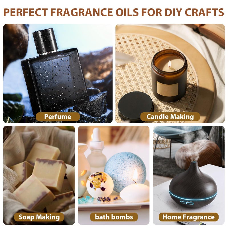 FUHITIM Fragrance Oil Gentlemen's Set, Scented Oil for Candle Scents for Candle Making, Soap Making Scents, Diffuser Oils Scents | Leather, Sweet Tobacco, Teakwood, Bay Rum, Cedar, Sandalwood (6*10ML) - Image 4