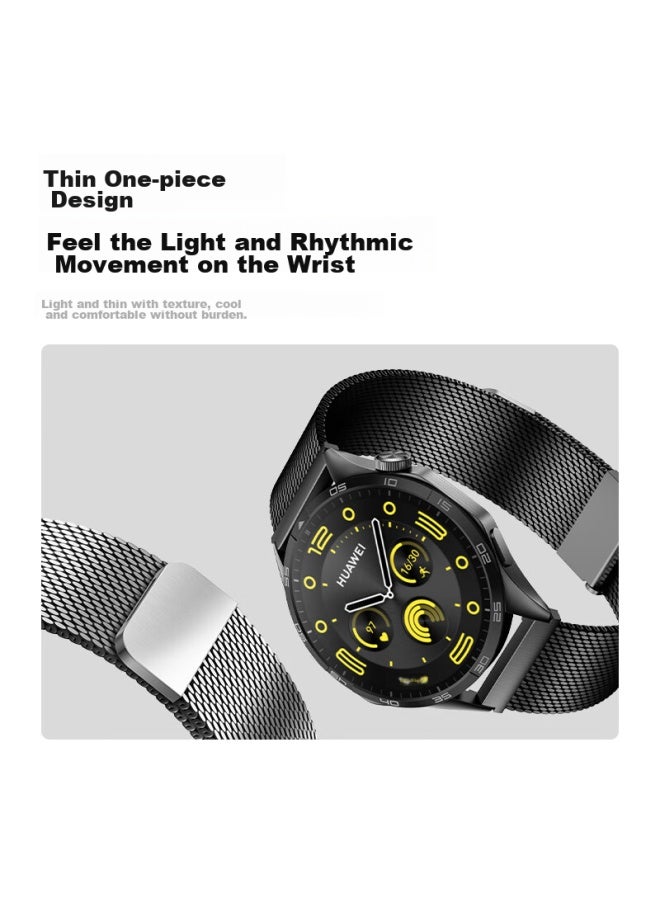 WP W&p Compatible With Huawei Watch Bands For Gt5/gt4pro/watch4pro/3/2/new, Extraordinary Master Milanese Metal Double Magnetic Stainless Steel Strap For Men, Silver - Image 4