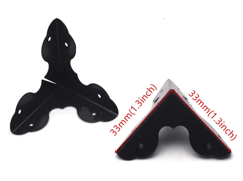XMHF 12PCS Box Corner Protector Triangle Metal Case Wooden Box Edge Safety Guard for Furniture Decor 1-1/4" x 1-1/4" Black - Image 2
