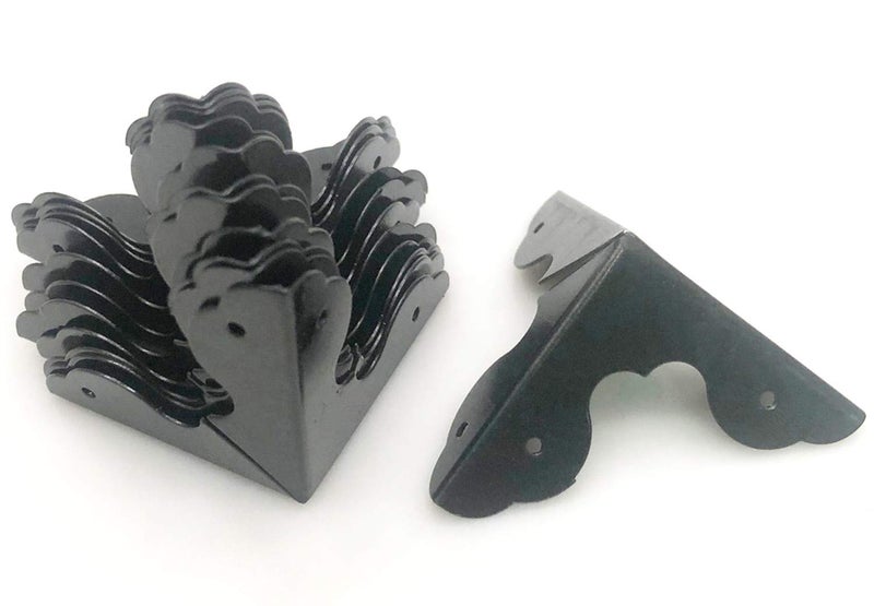 XMHF 12PCS Box Corner Protector Triangle Metal Case Wooden Box Edge Safety Guard for Furniture Decor 1-1/4" x 1-1/4" Black - Image 1