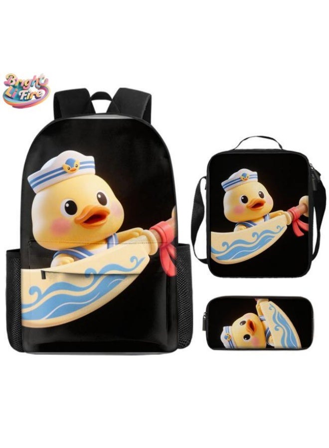 Bright Li Fire Unlock the new fashion of childish fun! Three-piece set of bags, cartoon elements for children and teenagers (students, children, friends' outings, mountain climbing, schooling, etc. can be used) - 9  - Image 1