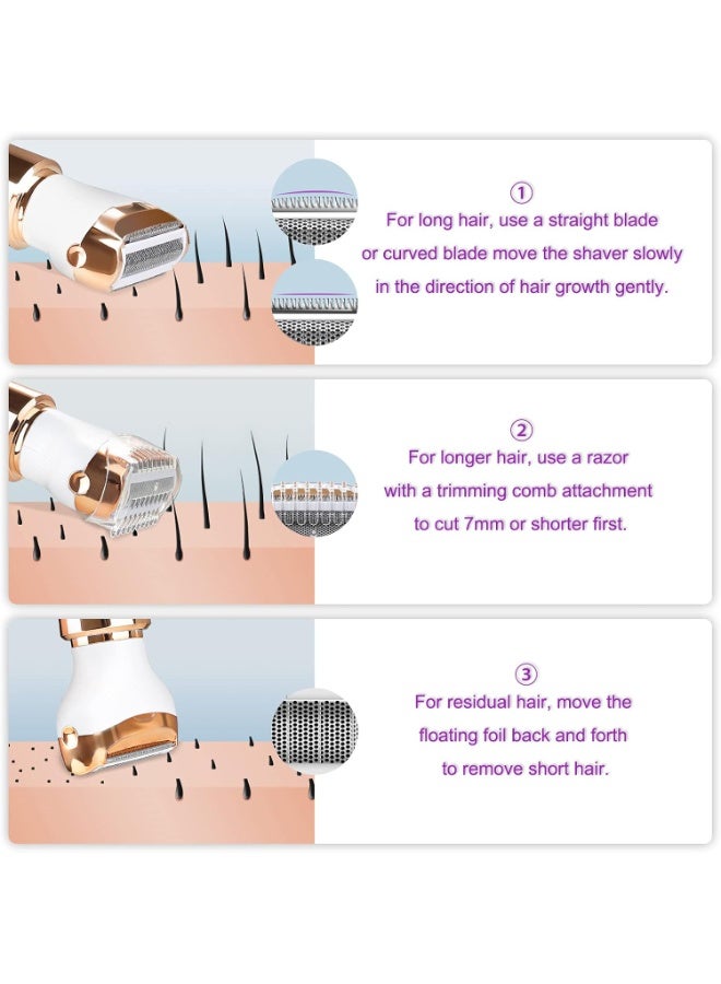 هالامين ماكينة حلاقة كهربائية 4 في 1 للنساء ， ماكينة تشذيب البيكيني، ماكينة حلاقة نسائية لاسلكية رطبة وجافة للوجه والساقين وتحت الإبطين، رأس تشذيب قابل للاستبدال، قابلة لإعادة الشحن عبر USB - Image 2