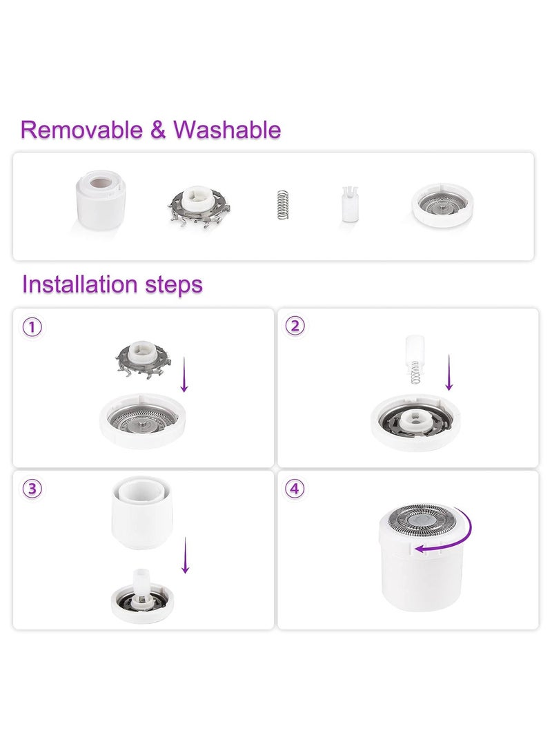 هالامين ماكينة حلاقة كهربائية 4 في 1 للنساء ， ماكينة تشذيب البيكيني، ماكينة حلاقة نسائية لاسلكية رطبة وجافة للوجه والساقين وتحت الإبطين، رأس تشذيب قابل للاستبدال، قابلة لإعادة الشحن عبر USB - Image 3