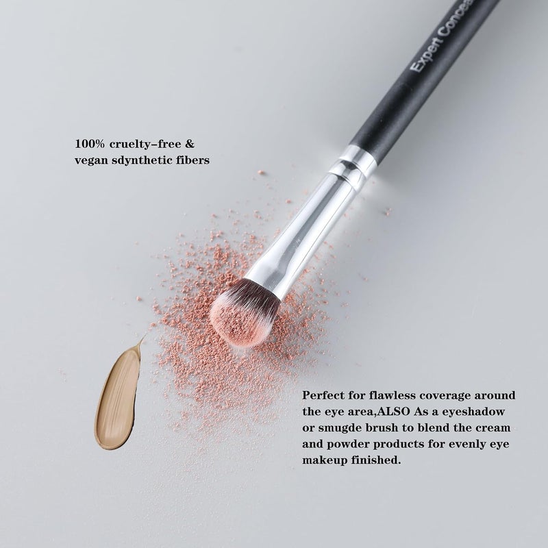 Energy Concealer Brush Dense Small Eyeshadow Brush Vegan Soft Synthetic Bristles Makeup Brush for Liquid Cream Powder Foundation Blending Premium Face Makeup Application 210, Black - Image 2