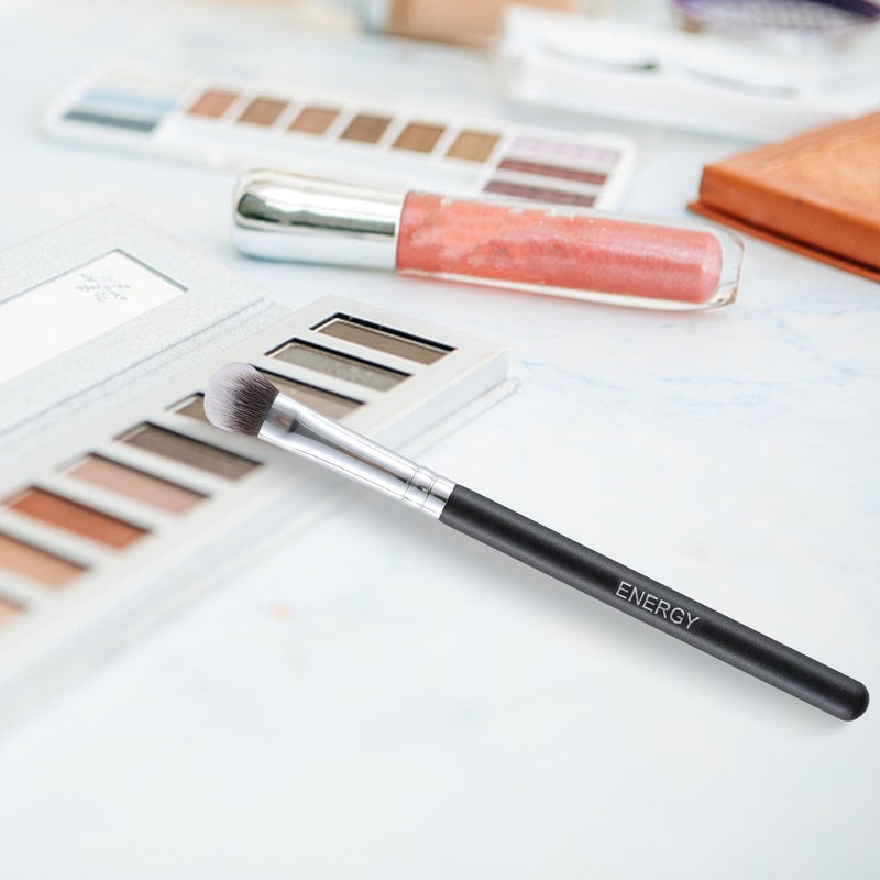 Energy Concealer Brush Dense Small Eyeshadow Brush Vegan Soft Synthetic Bristles Makeup Brush for Liquid Cream Powder Foundation Blending Premium Face Makeup Application 210, Black - Image 5