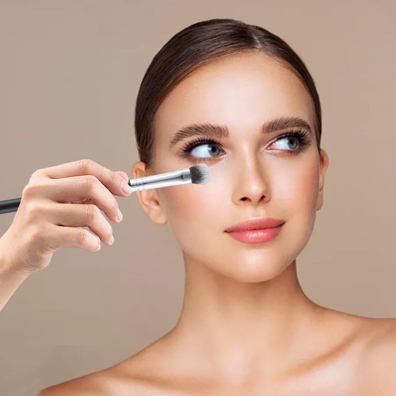 Energy Concealer Brush Dense Small Eyeshadow Brush Vegan Soft Synthetic Bristles Makeup Brush for Liquid Cream Powder Foundation Blending Premium Face Makeup Application 210, Black - Image 4